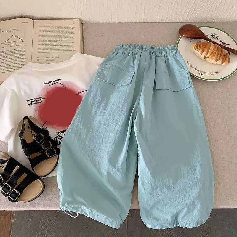 Kids Work Trousers Girls Thin Pants Summer Loose Casual Trousers 2025 New Boys Fashion Solid Sweatpants Childrens Clothing L251110