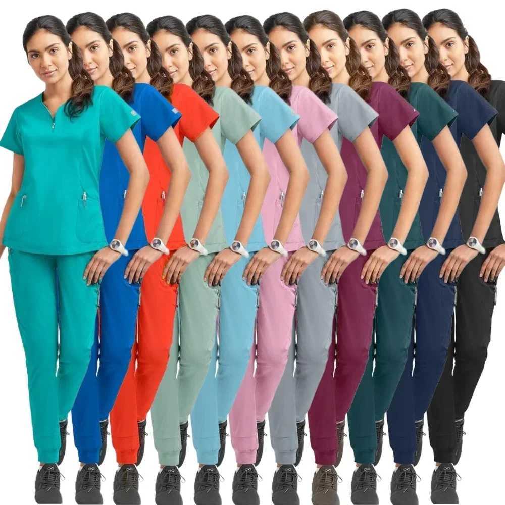 Elastic Girl Hospital Uniforms Scrubs for Women Medical Lab Coats Nurse Uniform Women Scrubs Uniforms Set Spa Uniforms X250410