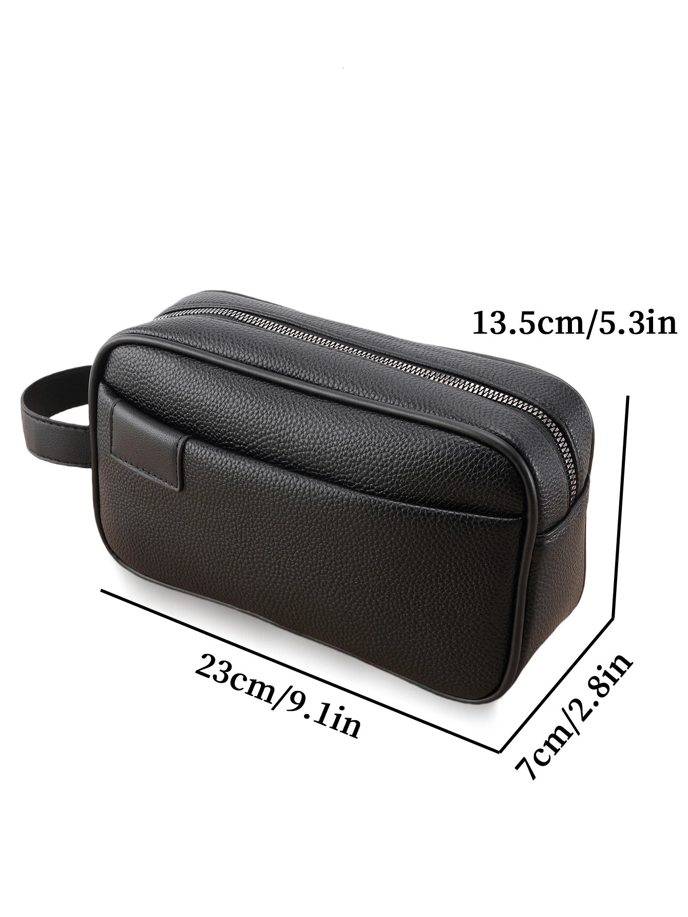 Mens PU Leather Hand Carry Bag Lightweight Textured n w Detachable Wrist Strap Zippered Pocket Organizer Fits Essentia 251110