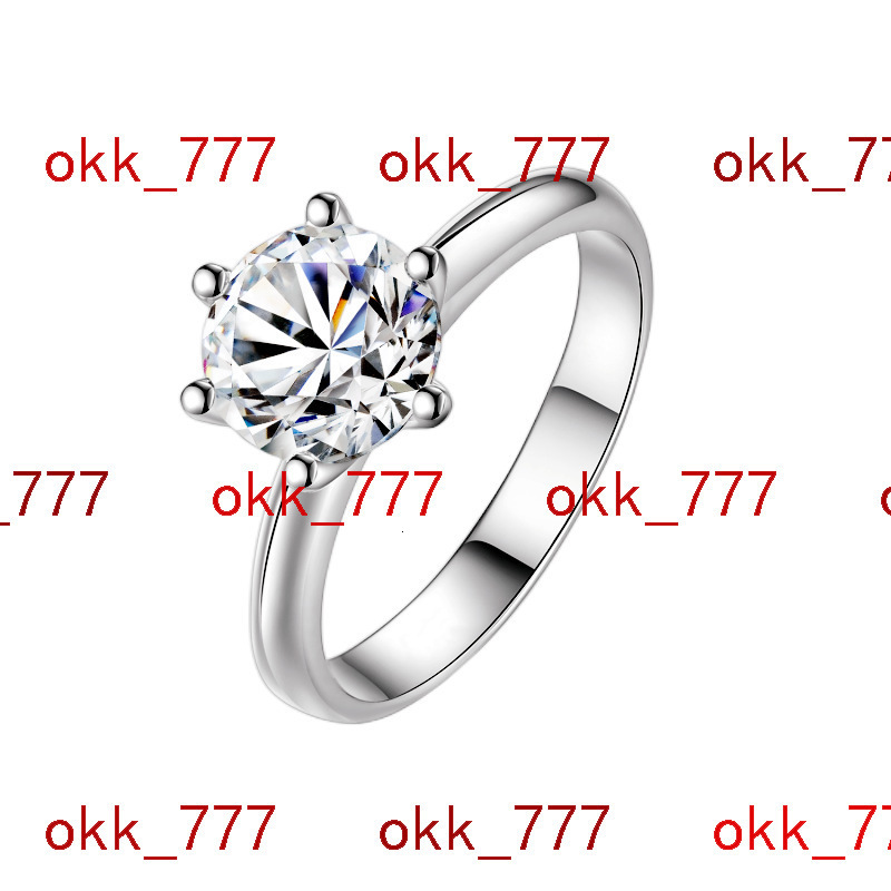 Wholesale Simple T Six-Claw Womens Moissanite Wedding Ring 50/1/2/3/5 Karat Cross-Border 925 Sterling Silver