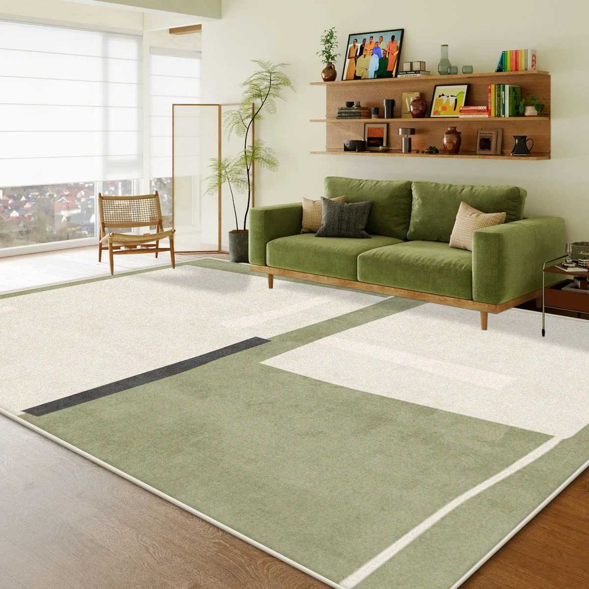 Green Living Room Carpet Light Luxury High-end Large Bedroom Bedside Rug Sofa Area Floor Mat Y251110