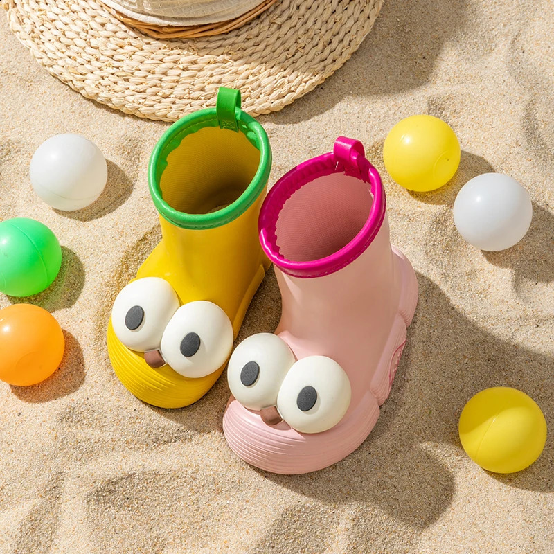 Cute big eyes childrens rain shoes four seasons general anti-slip rain boots wear-resistant rubber shoes 250410