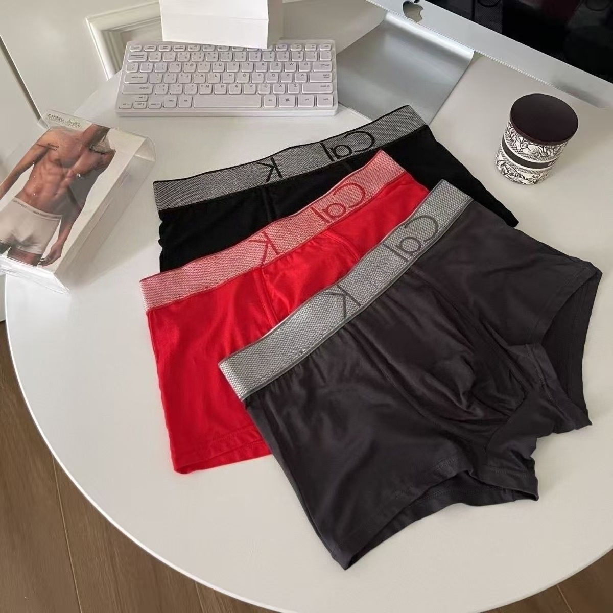 Fashion Trendy Letter Pattern Men's Skin Friendly Breathable High Elastic Boxer Briefs 3 Pack Comfortable And Antibacterial