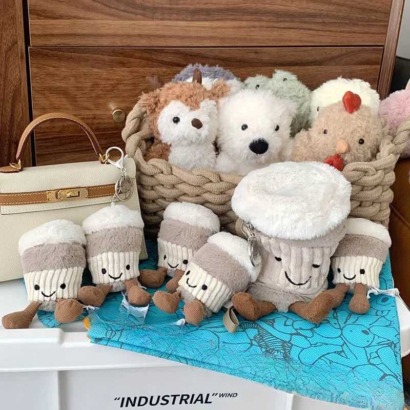 Label Jelly Cat Plush Toy Coffee Cup Keychain Pendant Cute Accommodation Bag Filled Holiday Gift Jelly Cat Animal W250411