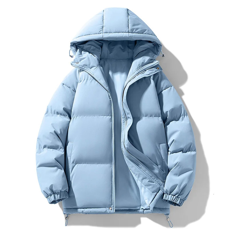 Winter Warm Hooded Couple Cotton Jacket Korean Style Solid Color Fashion Thickened Cotton Coat Multi-Color Available for Unisex 251106