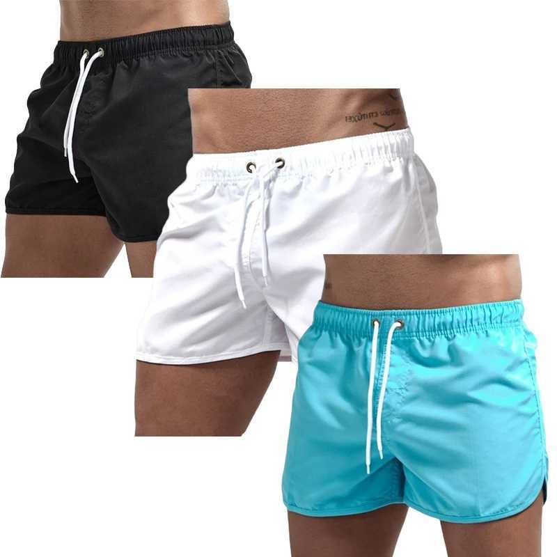 3 pieces of mens beach shorts solid color summer beach shorts jogging casual shorts quick drying swimming mens surfing lightweight shortsW250410