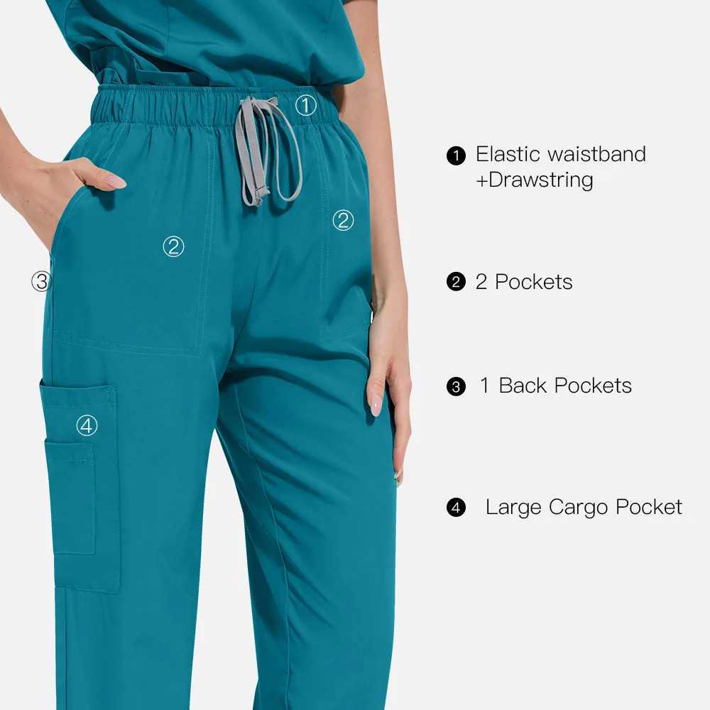 Elastic medical nurse uniform unisex pet beauty care workwear washer set operating room top surgical suit pocket set X250410