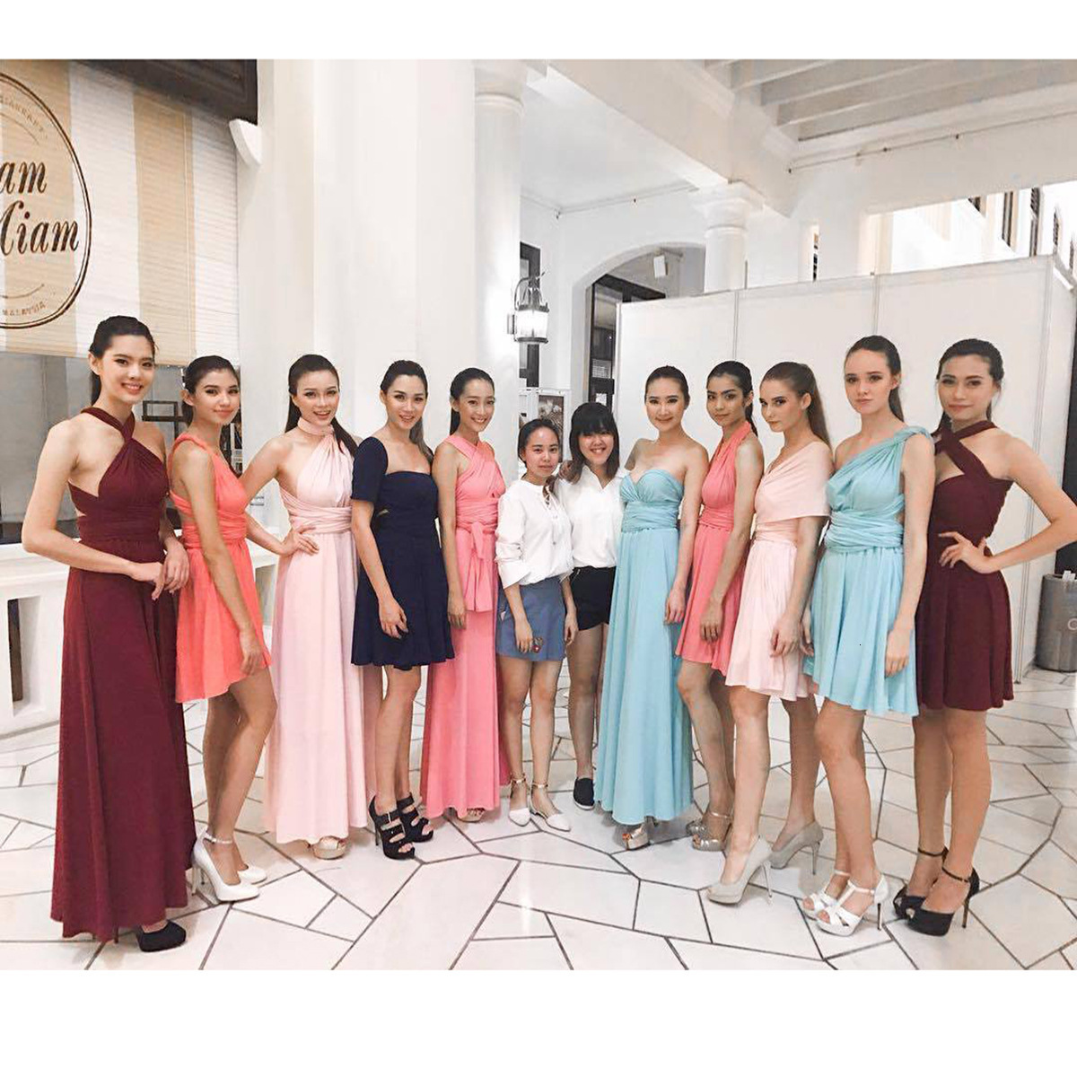 Sisters Group Bridesmaid Long Short Multi dressing Strap Dress