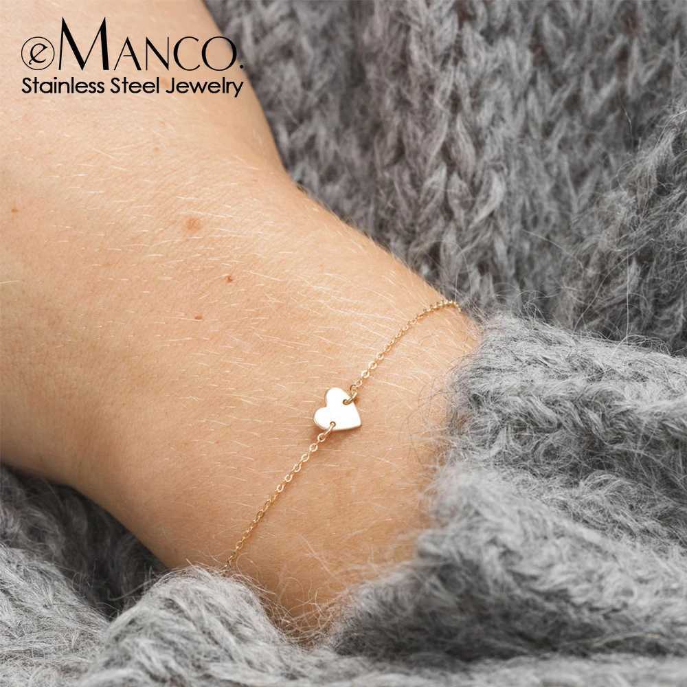 eManco Simple Name Initial Stainless Steel Bracelets for Women Heart Charm Bracelet Friendship Bracelet JewelleryC250410