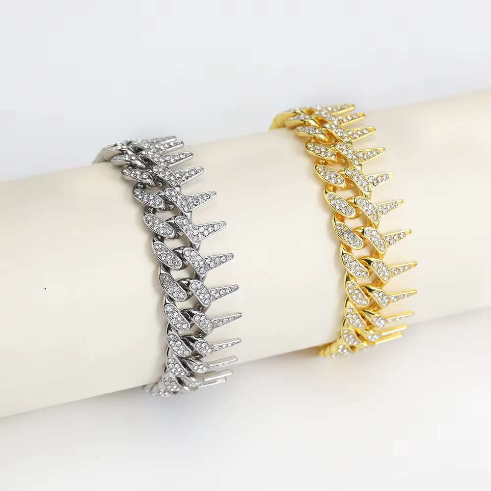 DHCollections 18mm Full Iced Out Prong Setting Thorns Miami Cuban k Chain for Men Hip Hop Necklace
