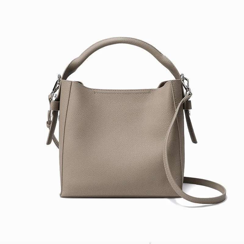 2024 New Women's High Quality Shoulder Handbag Real Cow Leather, Versatile Simple And Fashionable Crossbody Bucket Bag For Girls
