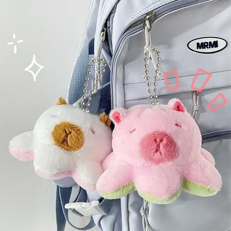 Interesting flip octopus Capybara plush toy cute stuffed animal keychain bag pendant keyholder decoration couple gift W250411
