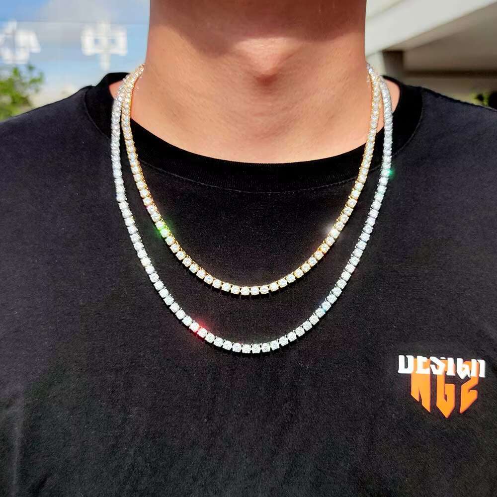 3MM 4MM 5MM Moissanite Tennis Necklace Moissanite Manufacturer Jewelry Gift Hip Hop Fashion Cuban Chain Necklace