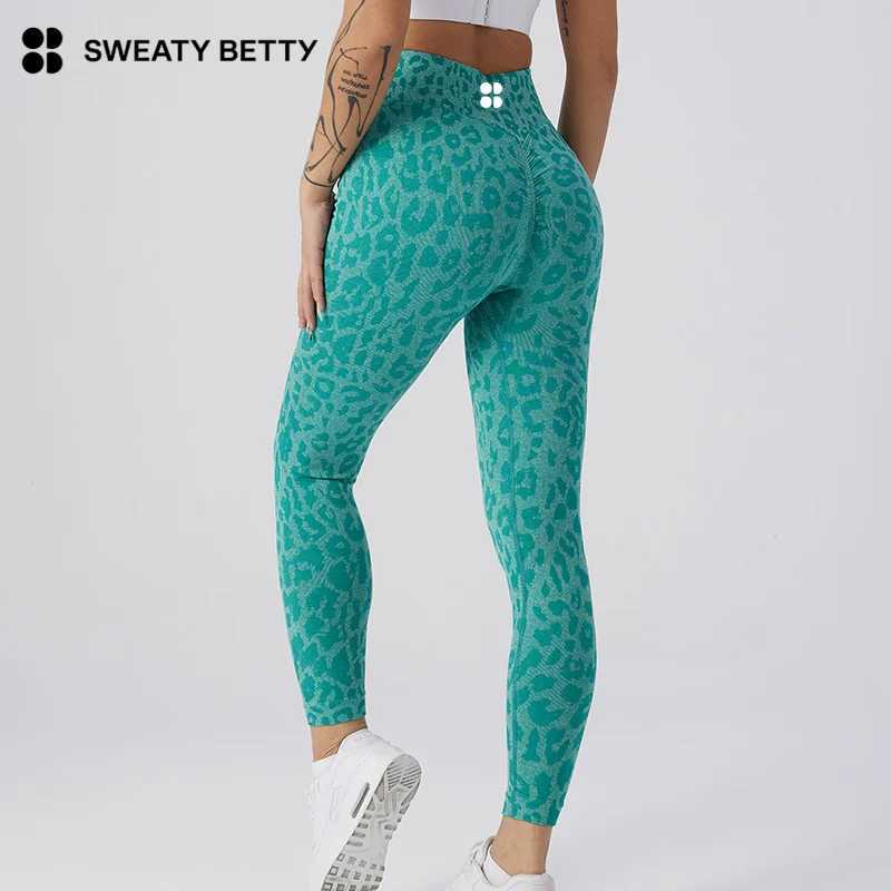 Sweaty Betty Womens Peach Hip Fitness Pants Leopard Pattern Nine Cent Running Tights Hip Lifting Exercise Seamless Pants C251111