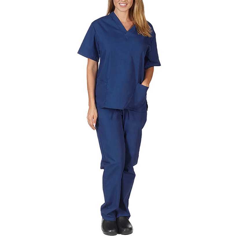 New nurse uniform set two-piece nurse doctor shorts Slve top solid color womens work clothes hospital Trouser set X250410