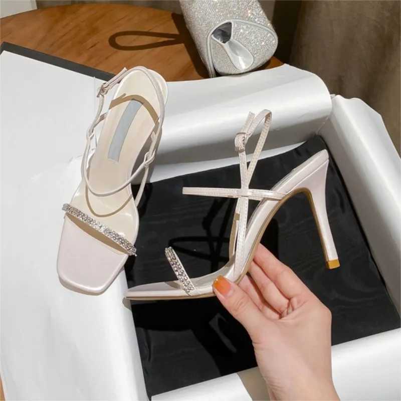 Ladies high heels buckle womens comfortable shoes luxurious Rhine thin high heels sandals sexy open high heels wedge 2025XJ250410