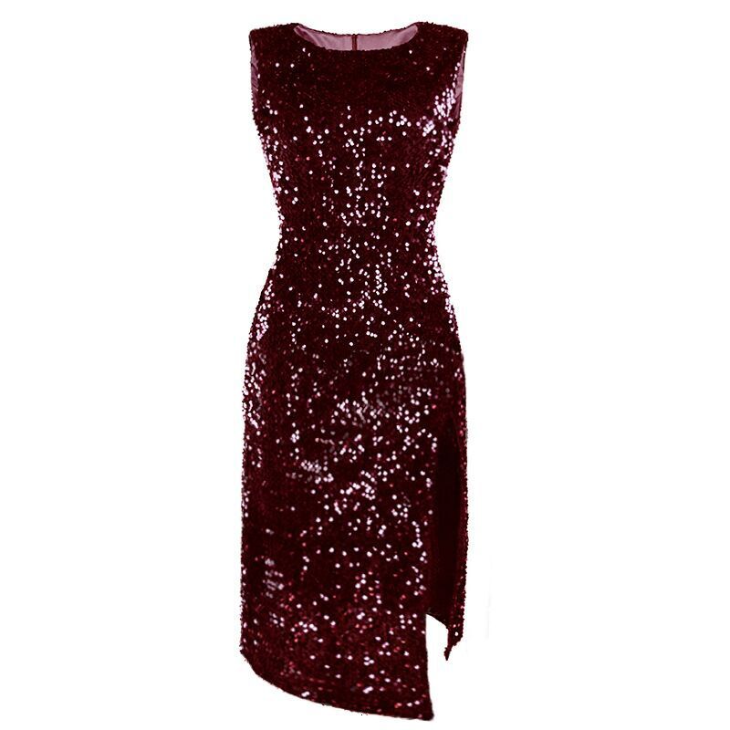 Nightclub Sexy Women's Irregular Sequin Split Dress