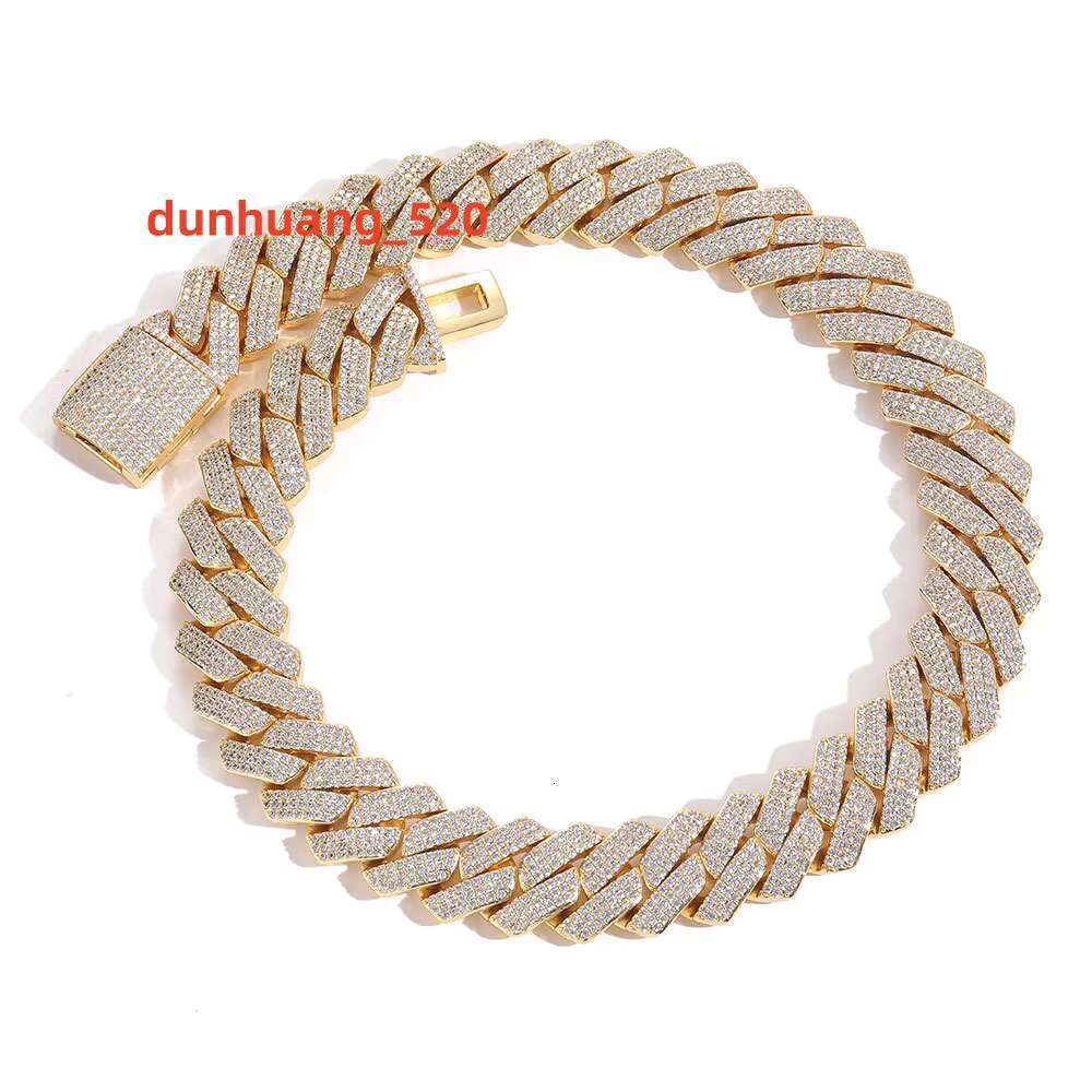 Mens Jewelry Sier 20Mm Hip Hop Iced Out Dia Necklace Moissanite Cuban K Chain