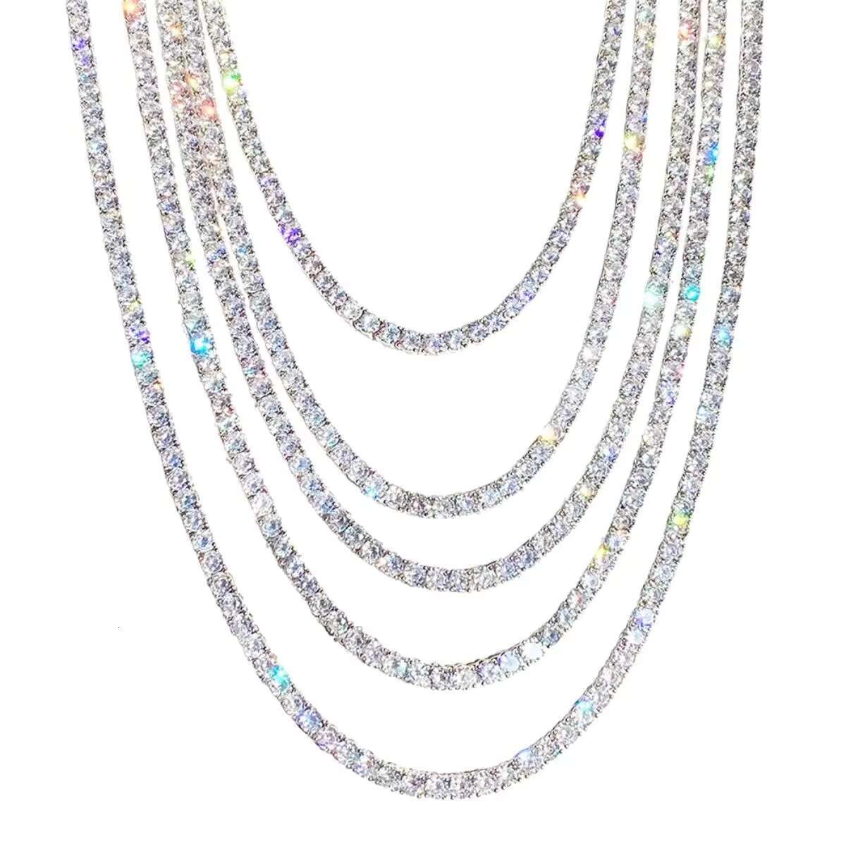 Hip Hop Moissanite Diamond Tennis Chain Necklace Bracelet 925 Silver Cuba Chain VVS Jewelry Men Ice Out Necklace