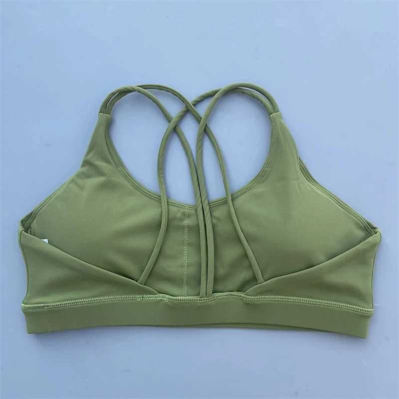 Solid color soft high-strength womens fitness bra tight sports top comprehensive training gym yoga bra tight chest padW250411