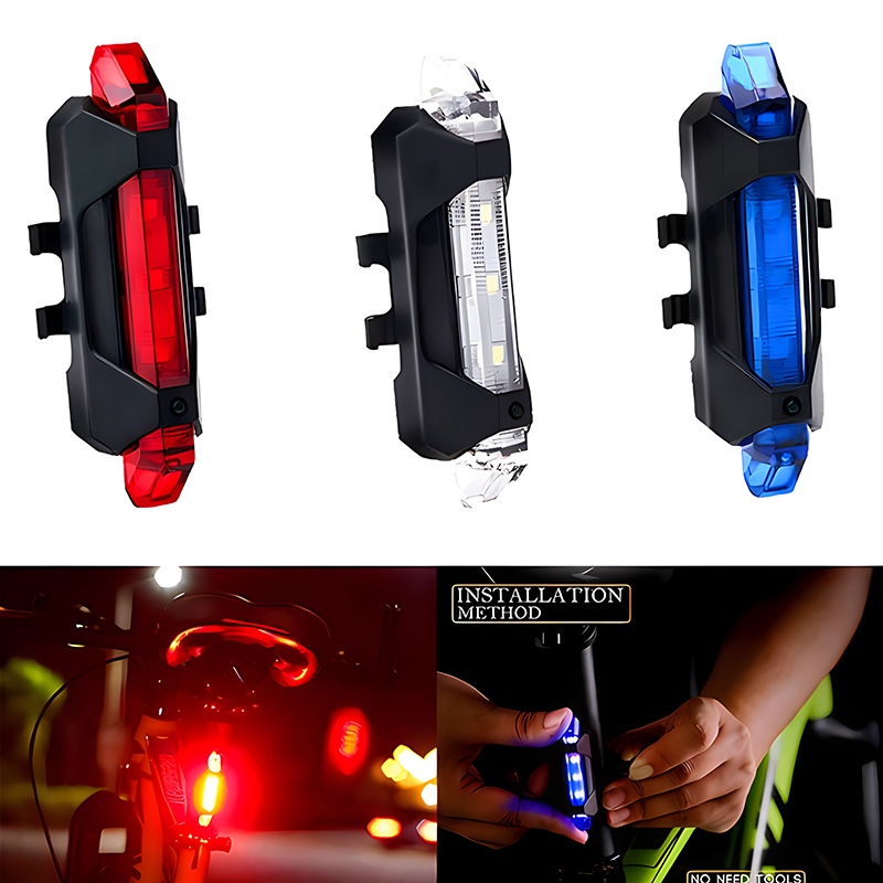 5 LED USB Rechargeable mountain Bike Tail Warning Light Rear Safety Lamp Cycling Bicycle Reflector lights