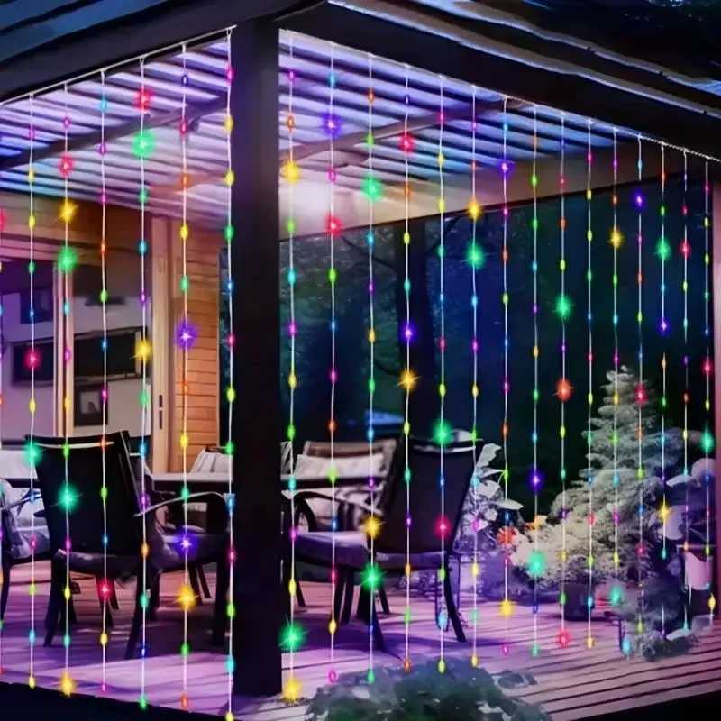 Christmas LED RGB Smart Curtain Lights with Music App Controls Fairy Light DIY String Lamp Party Window Curtain Bedroom Christma Deco Y251111