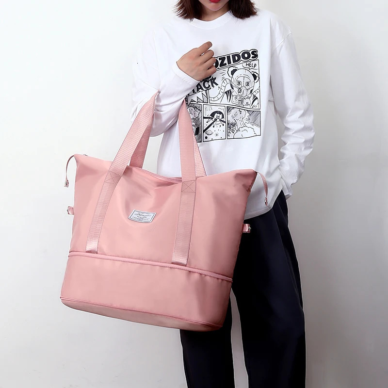 Extendable Womens Large Capacity Storage Luggage Handbag Leisure Travel Duffle Bag Waterproof Nylon Sports and Fitness Handbag 251110