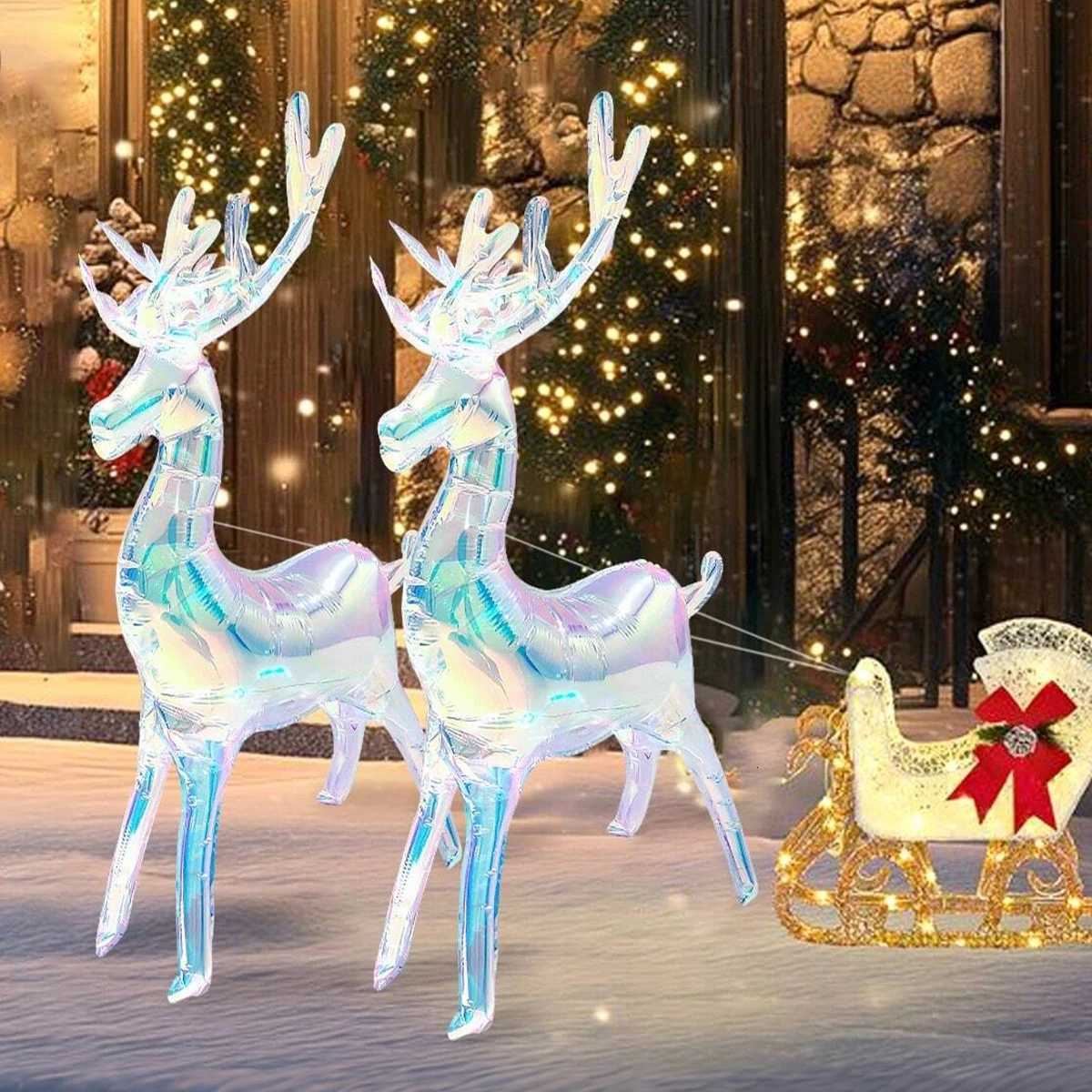 Christmas 1pc2pcs 3d laser deer balloon transparent animal shape elk balloon Christmas decoration New Year party decoration Y251111