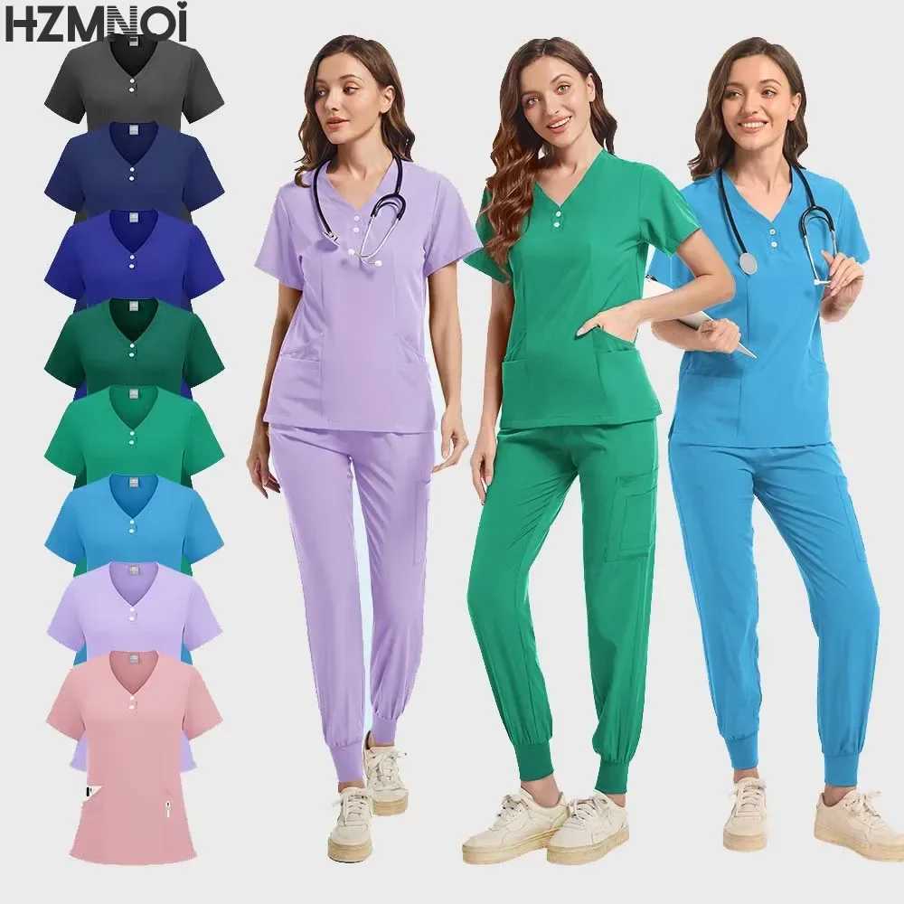 Medical Nurse Uniform High Quty Doctor Suits Uniforme Scrub Set Women and Mens Modern V-Neck Tops and Pant Hospital Workwear X250410