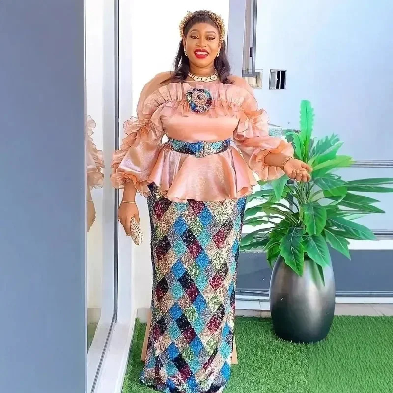Elegant African womens clothing plus size Christmas wedding party long skirt Dashiki Ankara robe 250411