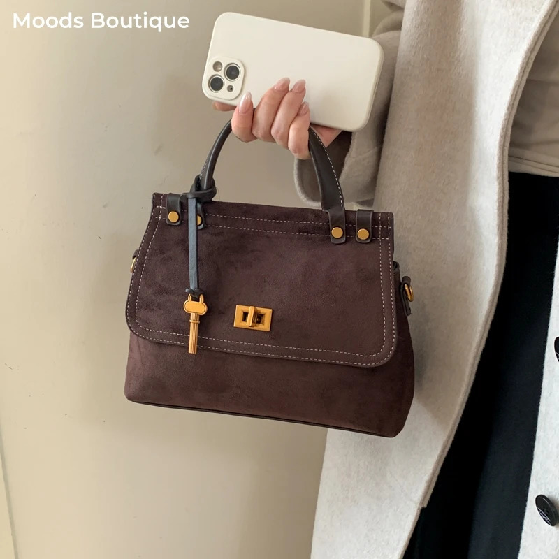 High Quality Retro Top-handle Bags For Women Winter er Handbags Flap Shape PU Suede Shoulder Crossbody Bag 251110