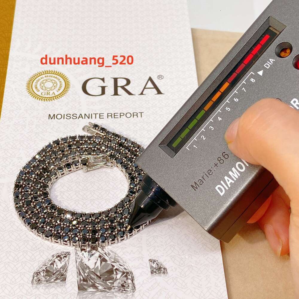 4Mm Dia Body Necklace Sterg Sier S Vvs Black Moissanite Tennis Chain