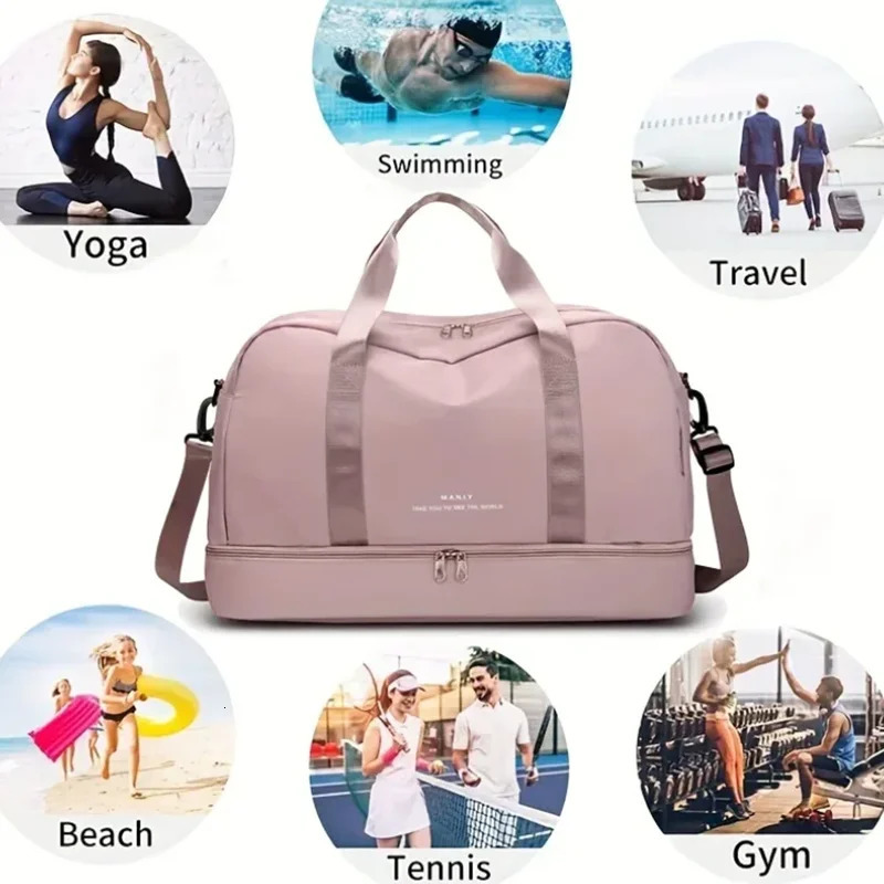 Large Capacity Sports Travel Bag Independent Shoe Compartment Fitness Handbag Single Shoulder Weekend Overnight Bag 251110