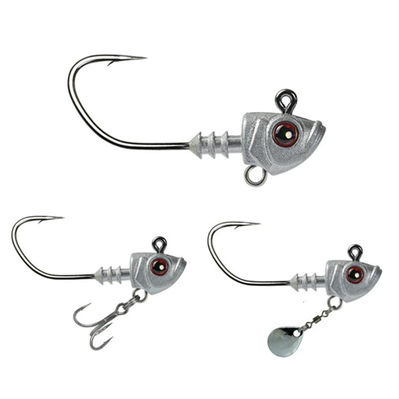 3PCS Jighead Fishhooks 35g33g Fishing Hooks With Treble Hook Sequin Spoon Soft Worm Assist Fishing Hooks Soft Worm Accessories 251103