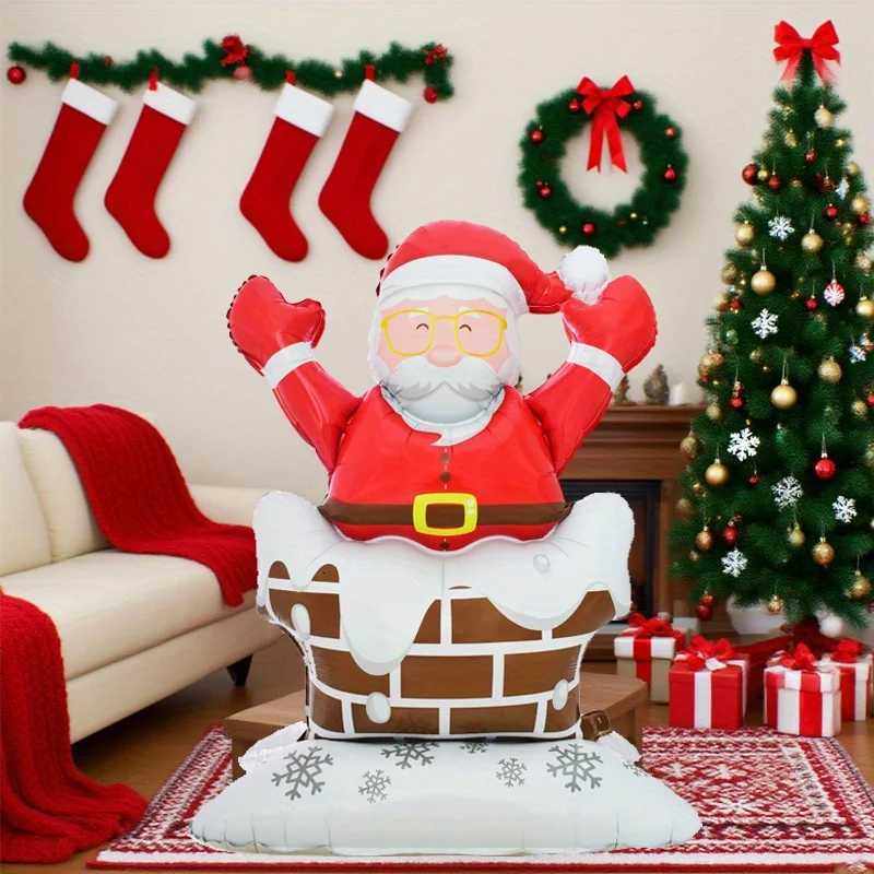 Christmas 1Pcs Standing Santa Claus Walnut Soldier Cattle Foil Balloon Decoration Christmas Theme Holiday New Year Party Family Decors Y251111