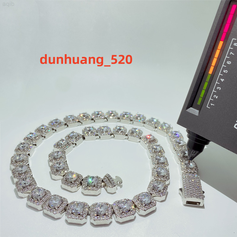 Pass Diamond Tester 10mm Rock Candy Tennis Chain Vvs d Moissanite Tennis Chain Gra Certificate Necklace Iced Out Bracelet