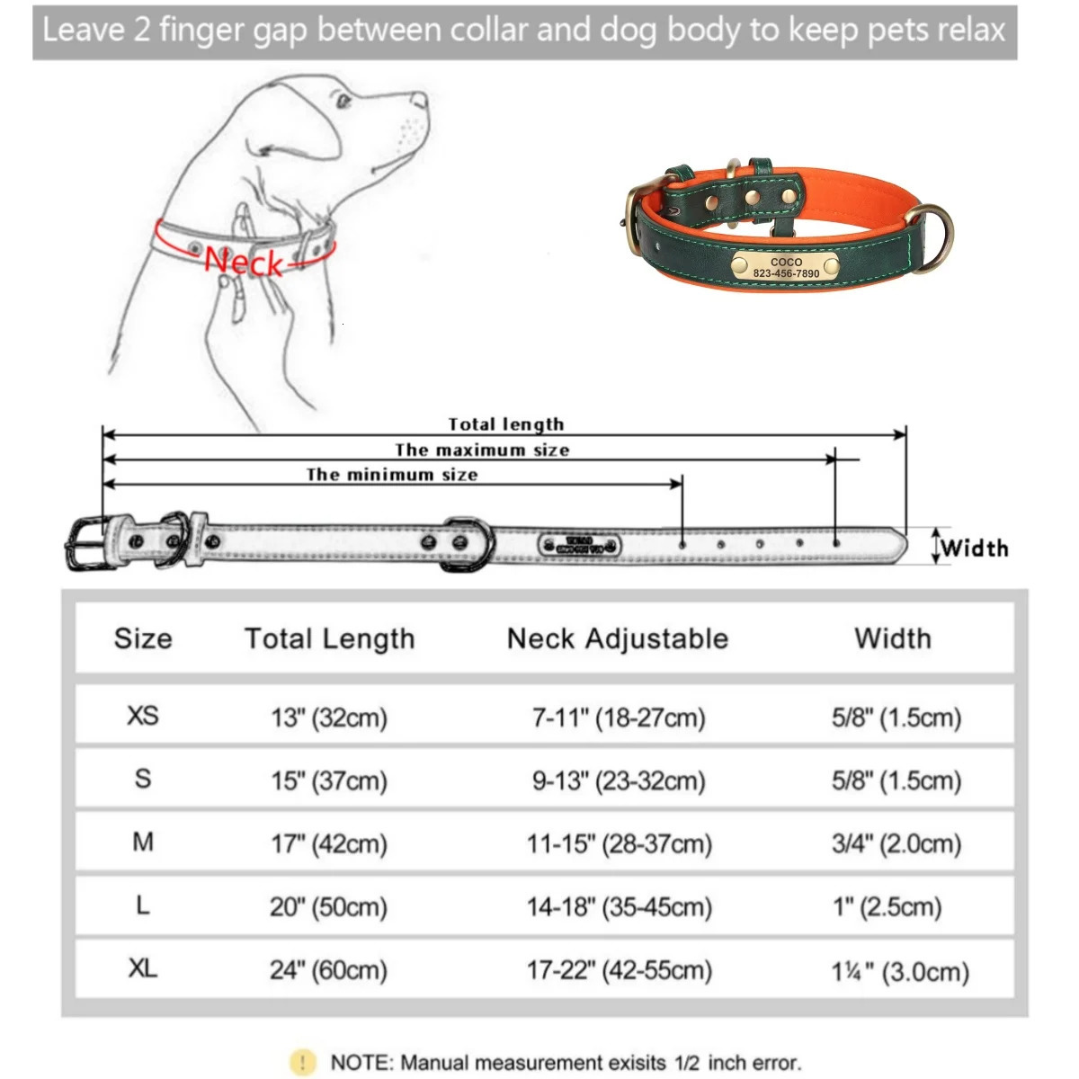 Personalized Customized Leather ID Nameplate Dog Collar Soft Padded Dogs Collars Free Engraving Name for Small Medium Large 251110