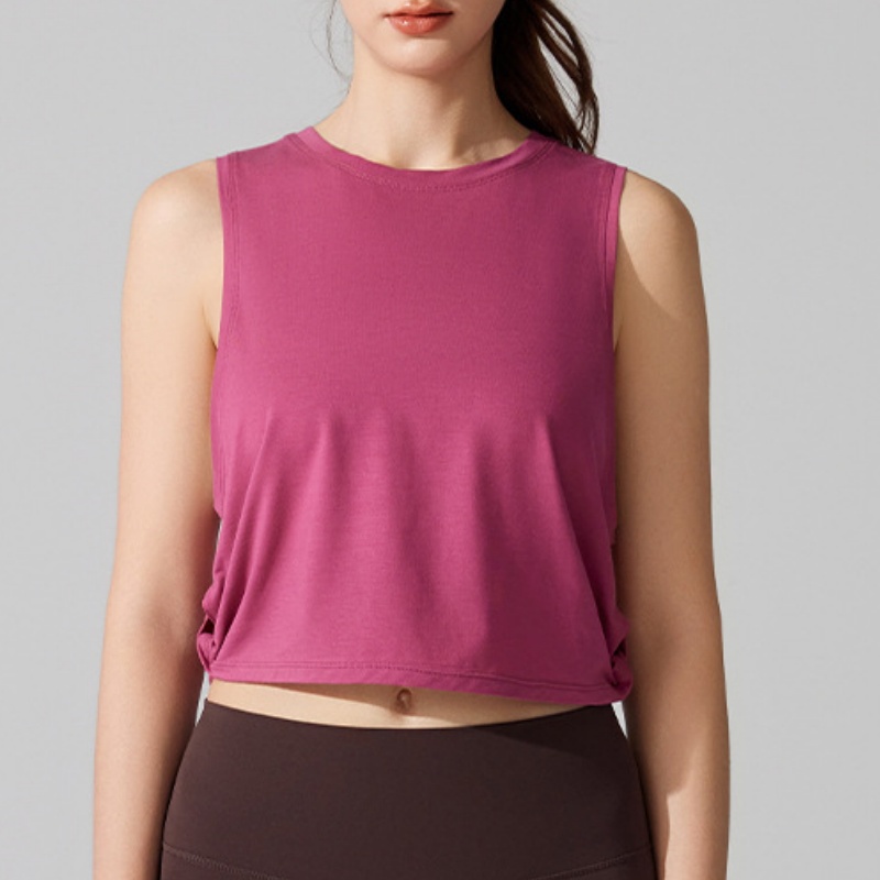 Summer Yoga Clothing Top Cotton Cropped Workout Tank Tops For Women Sleeveless Sports Athletic Yoga Running Gym Crop Shirts