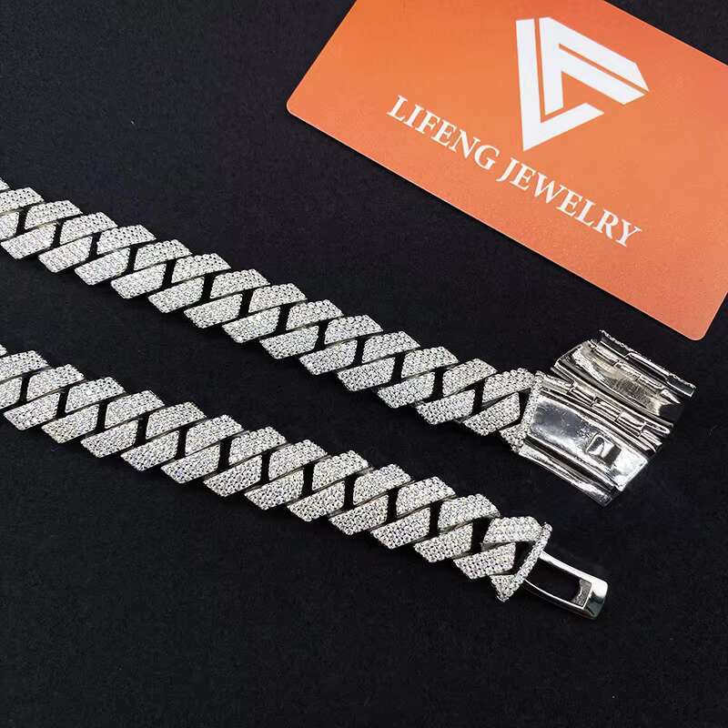 Miami Custom Luxury 15mm VVS Moissanite Necklace 925 Silver Cuban Chain Link 18k White Gold Plated Hip Hop Style Ice Diamond