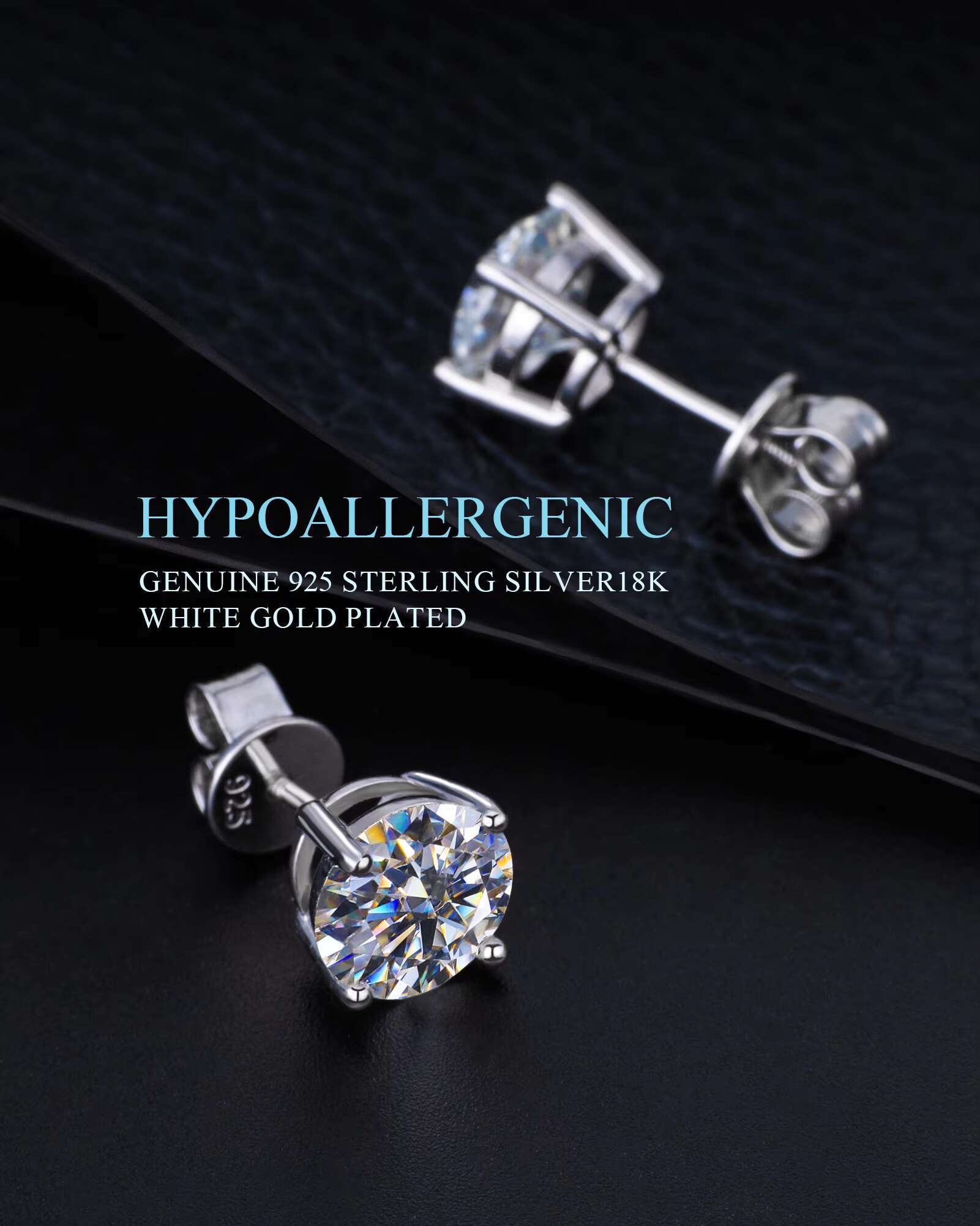 Pass Diamond test VVS D Moissanite Earrings Men Women 0.5CT-3CT 925 Silver GIA Certificate Lab Diamond Stud Luxury Jewelry