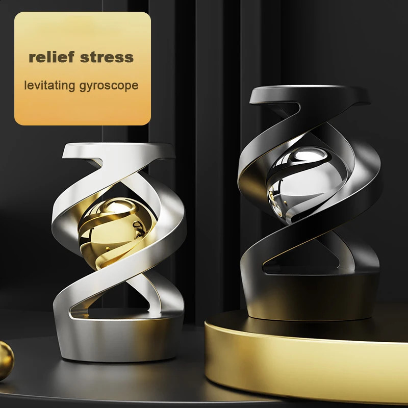 High Quality ADHD Optical Illusion Kinetic Desk Spinning Gadget Toy Rotary Gyro Suspended Ball Desktop Fidget Spinner Metal Toys 250410