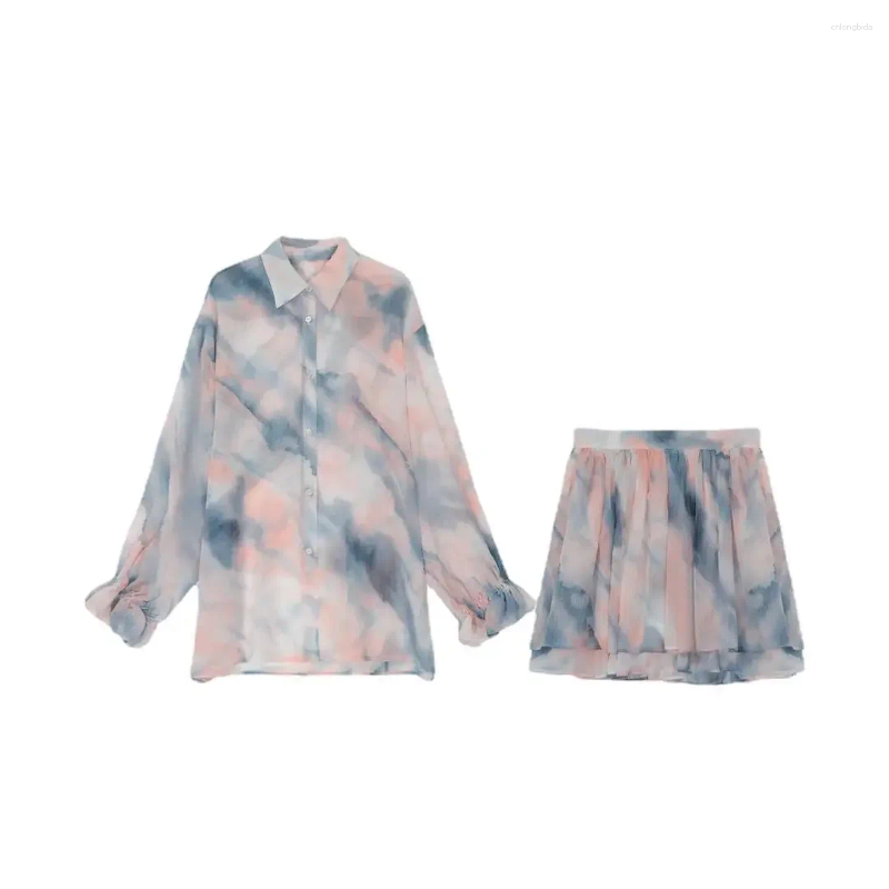 Work Dresses Plus Size Long Sleeve Sun Protection Shirt Women's Casual Elegant Loose Fit Idle Style Two-Piece Suit Trendy