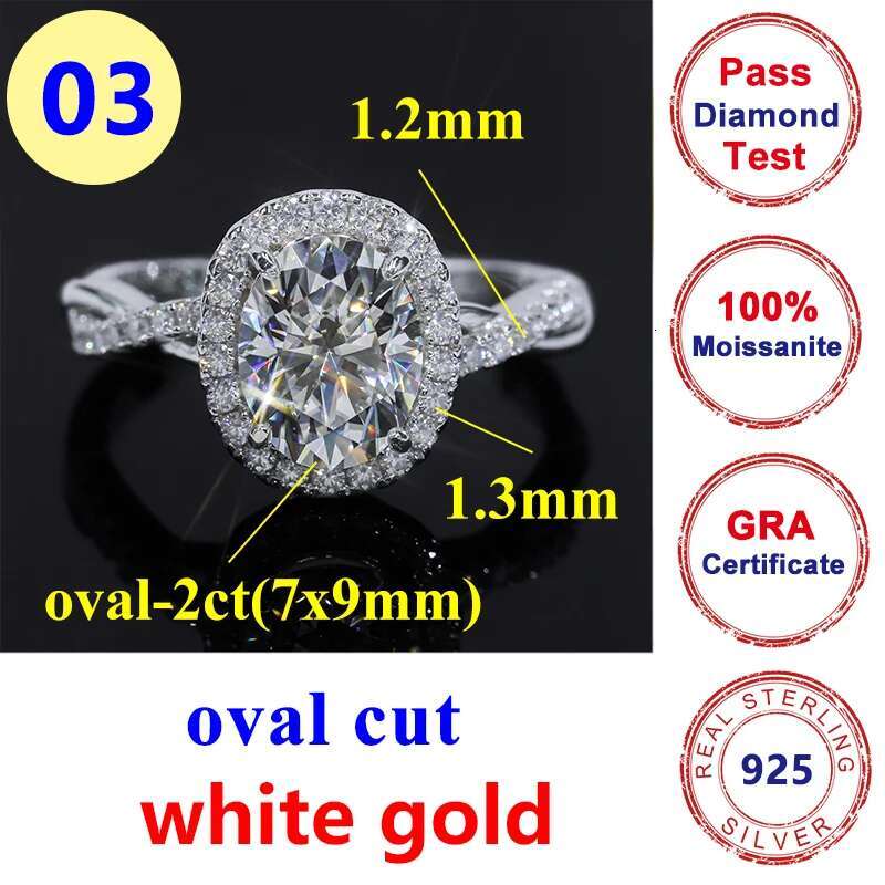 Full Moissanite Diamond D Color VVS 5CT Oval Cut Womens Ring 925 Sterling Sliver Plated White Gold Wedding Fine Rings for Women
