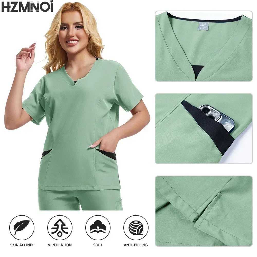New style Medical Apparel Scrub Uniform Women Short Slved Scrubs Jumpsuit Medical Hospital Clothing Scrub Uniforms with Pocket X250410