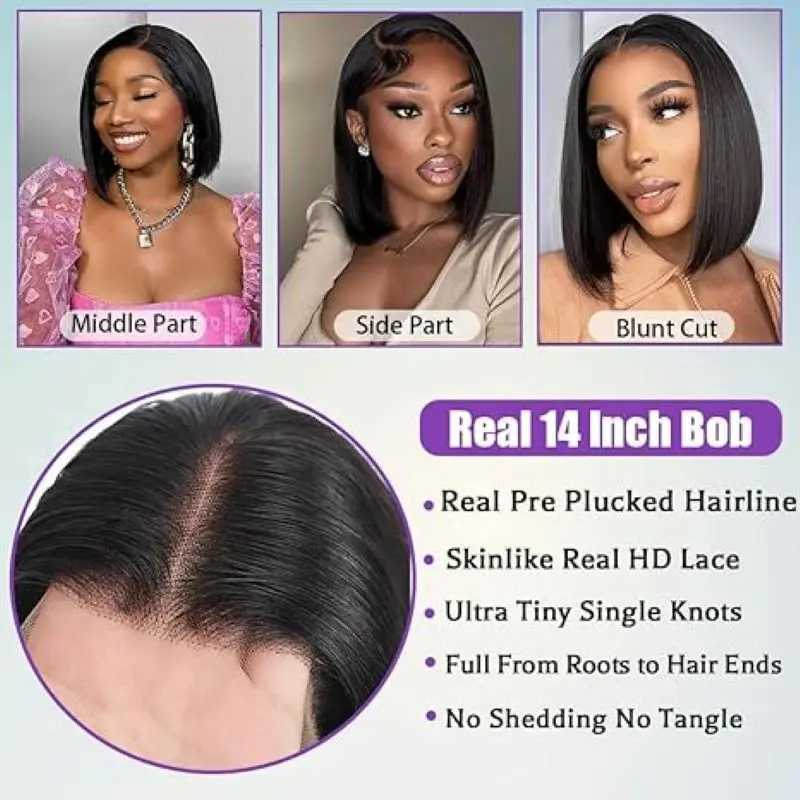 Rosslyn Straight Human Hair Wigs Bob 1b Black Wig 5x5 13x6 Hd Lace Frontal Wig Bleached Knoted Baby Hair Pre Plucked Flash SaleT251111