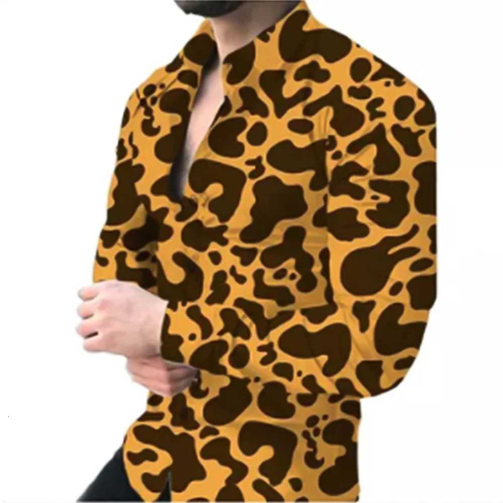 2024 Spring And Autumn New Mens Casual Leopard Print Long-sleeved Shirt Men Large Size Shirt Women Unisex Clothes Tops K251110