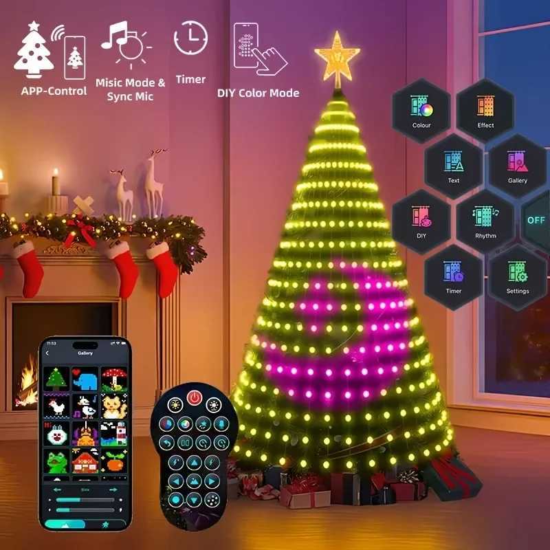 Christmas MIMIRGB 689FT Smart Christmas Tree Light 400 LED Indoor String Light with Remote Control DIY Text Christmas Tree Decoration Y251111