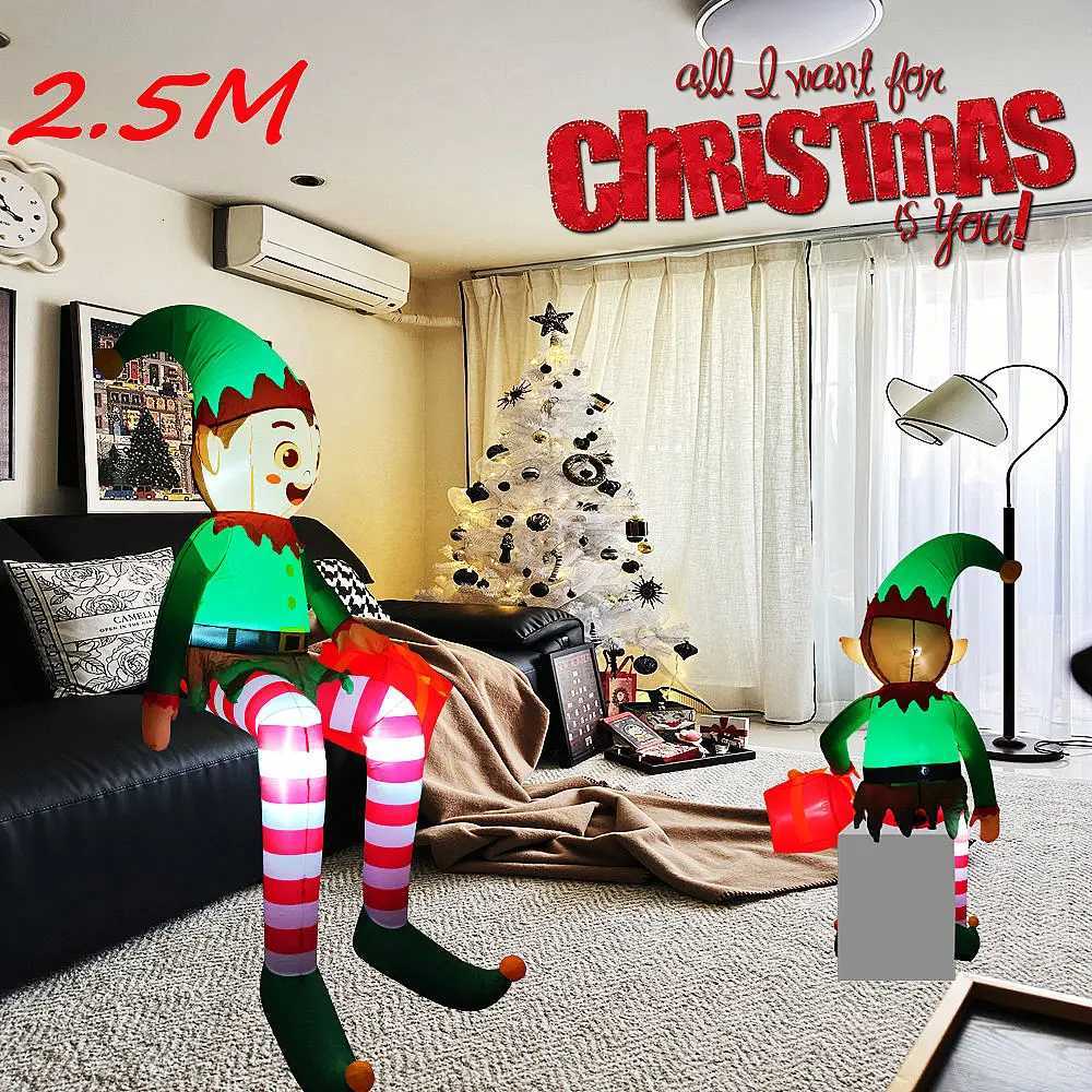 Christmas 25M/82FT Christmas Santa Inflatable Prop Elf Model Built-in LED Lights Indoor Outdoor Fun Decoration Yard Garden Holiday Party Y251111