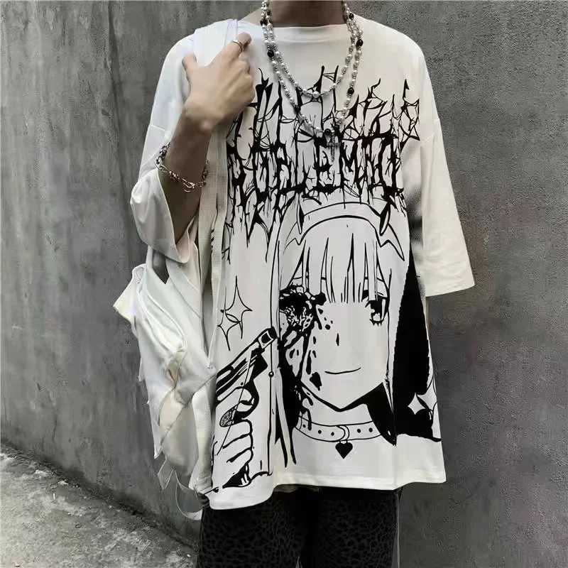 Ultra fine mens T-shirt summer T-shirt dark street gothic printed skeleton cotton short sleeved T-shirt Harajuku mens T-shirt M250411