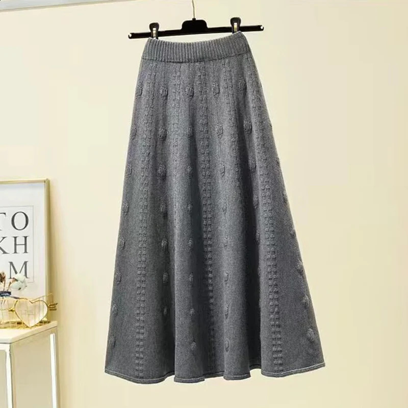 Rimocy Autumn Winter Knitted Long Womens Elegant Solid Color High Waist Fashion Elastic Soft Midi Women 250407